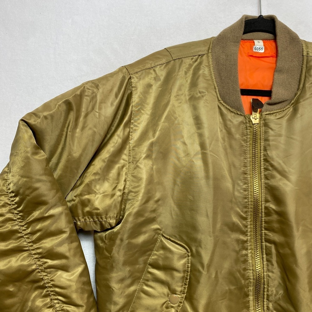 MA-1 Air Force Military Flight Jacket Mens Small Green Full Zip Orange Lining - Picture 5 of 13